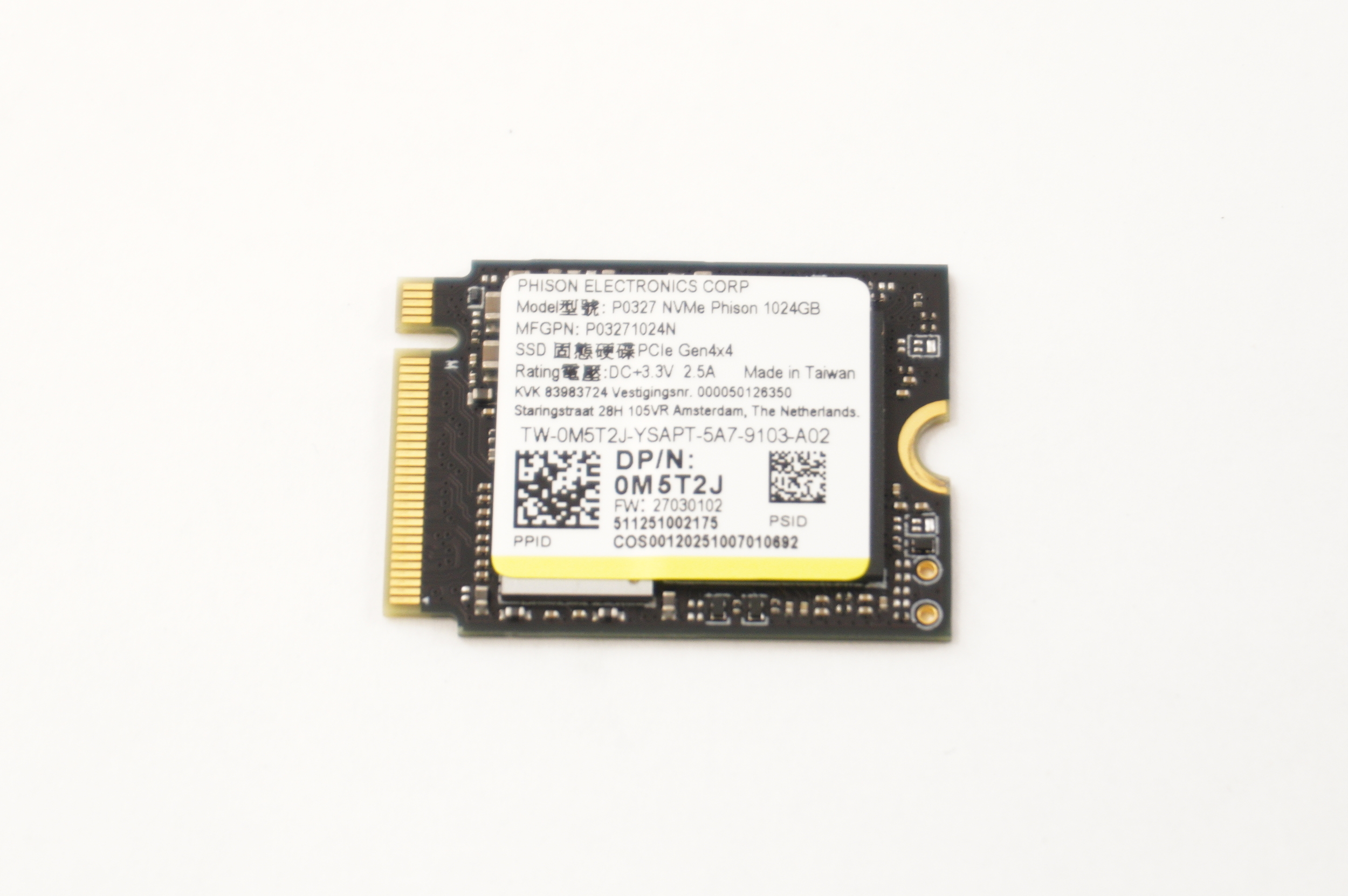 0M5T2J Phison 1TB NVMe PCIe Gen4x4 M.2 2230 SSD Drive 83FDX007US