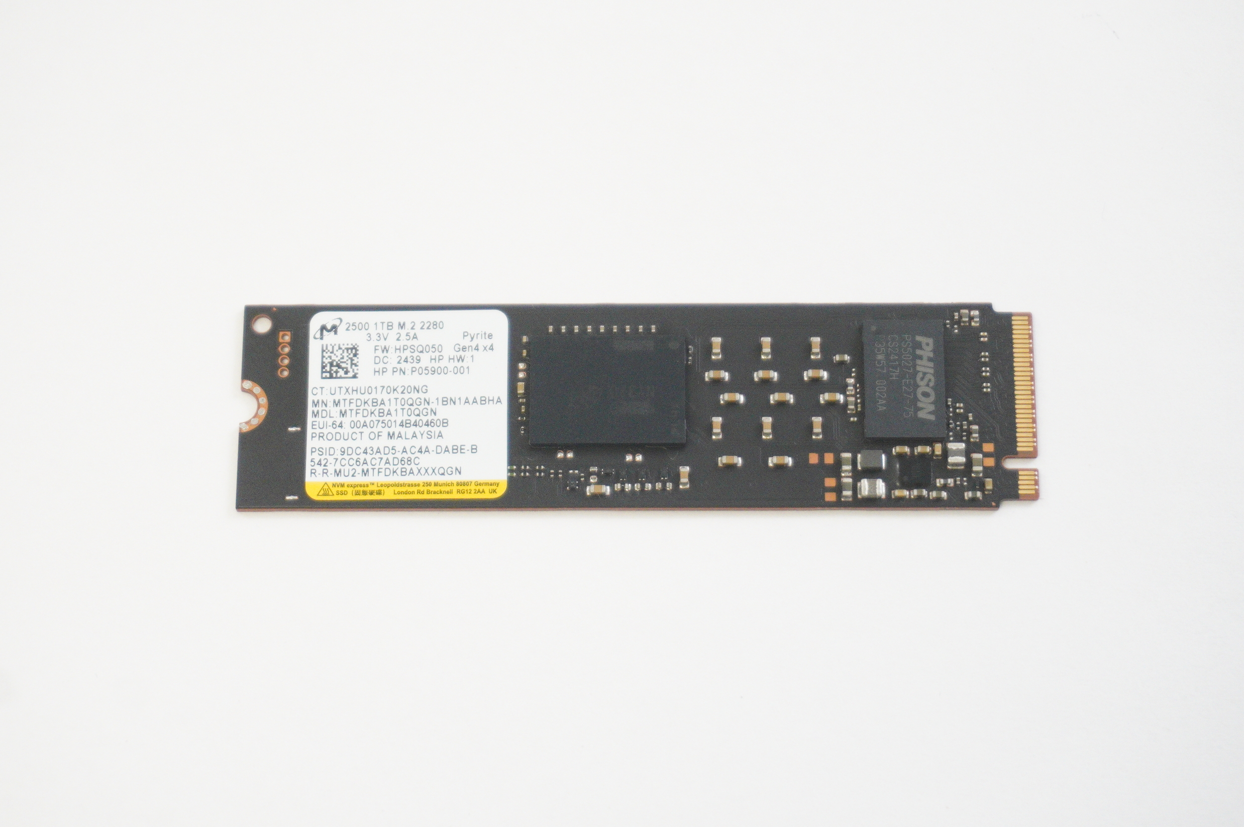 内蔵型SSD Micron MTFDKBA1T0QGN 1TB NVMe SSD MTFDKBA1T0QGN Micron Micron 1TB 2500 PCIe Gen4x4 M.2 2280 NVMe SSD