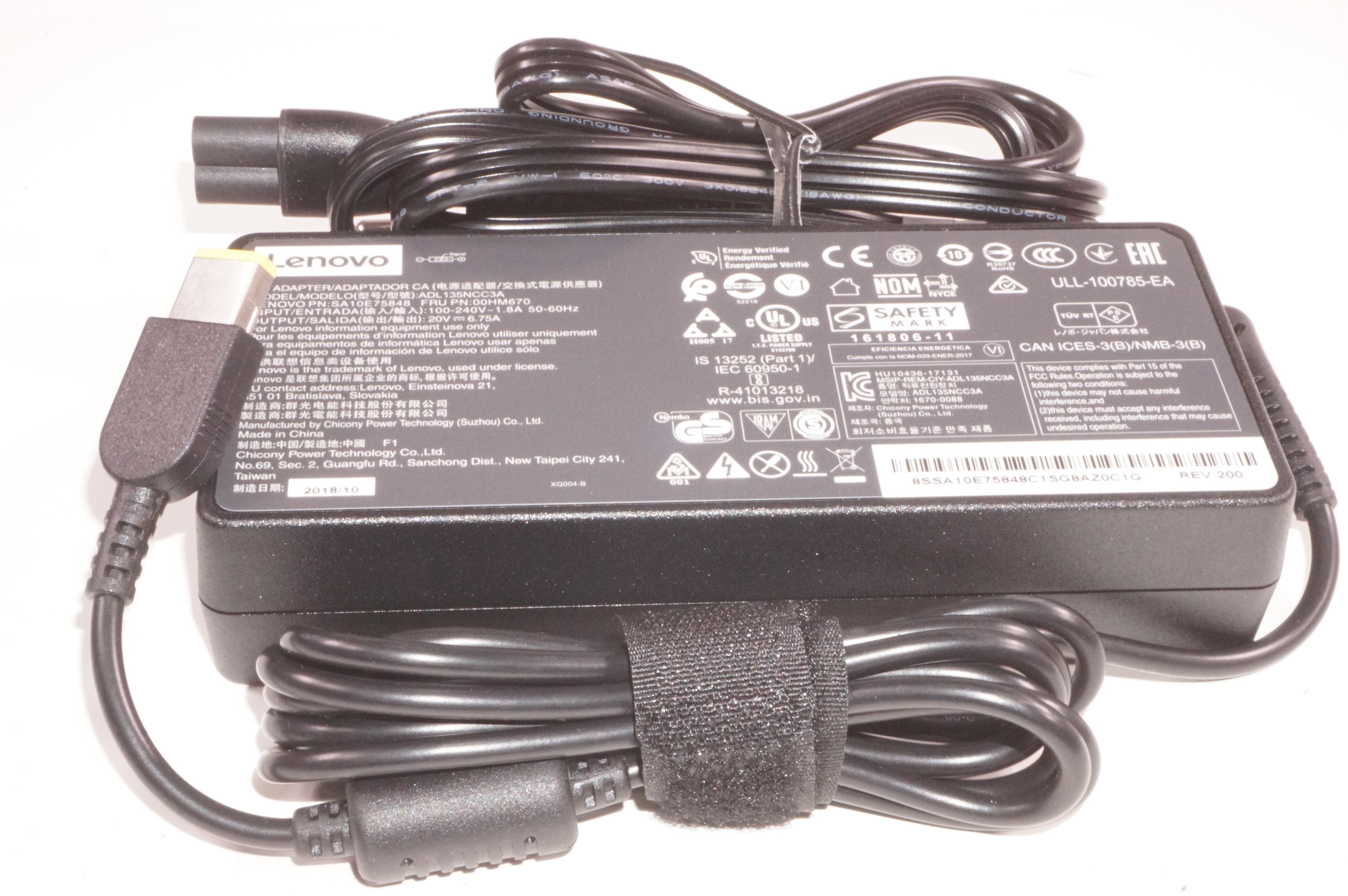 00HM670 Lenovo 135W 20V 6.75A AC Adapter 82DE0009US YOGA 9-15IMH5 81TE0000US