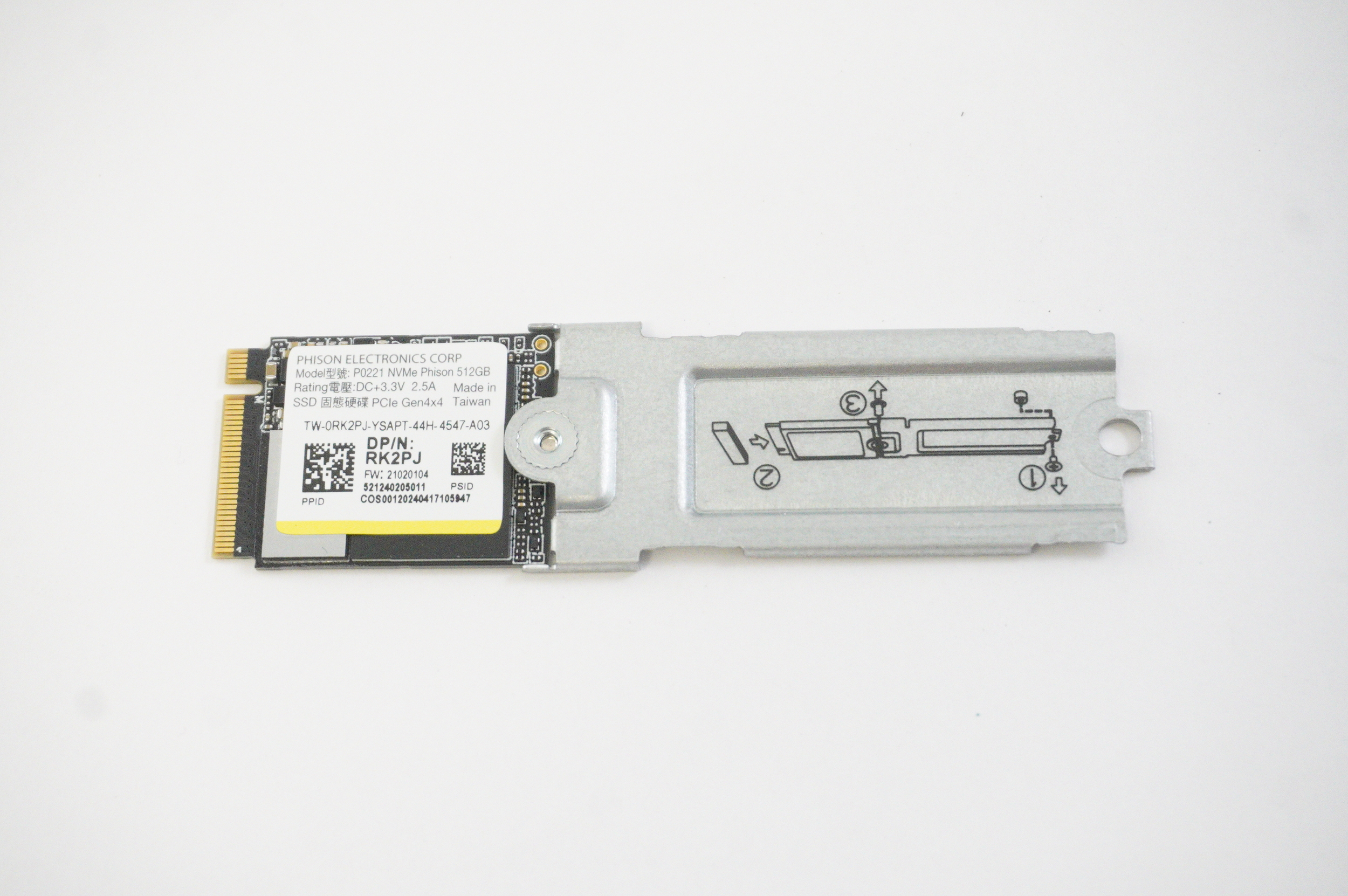 0RK2PJ Phison 512GB  NVMe PCIe Gen4x4 M.2 2230 SSD Drive