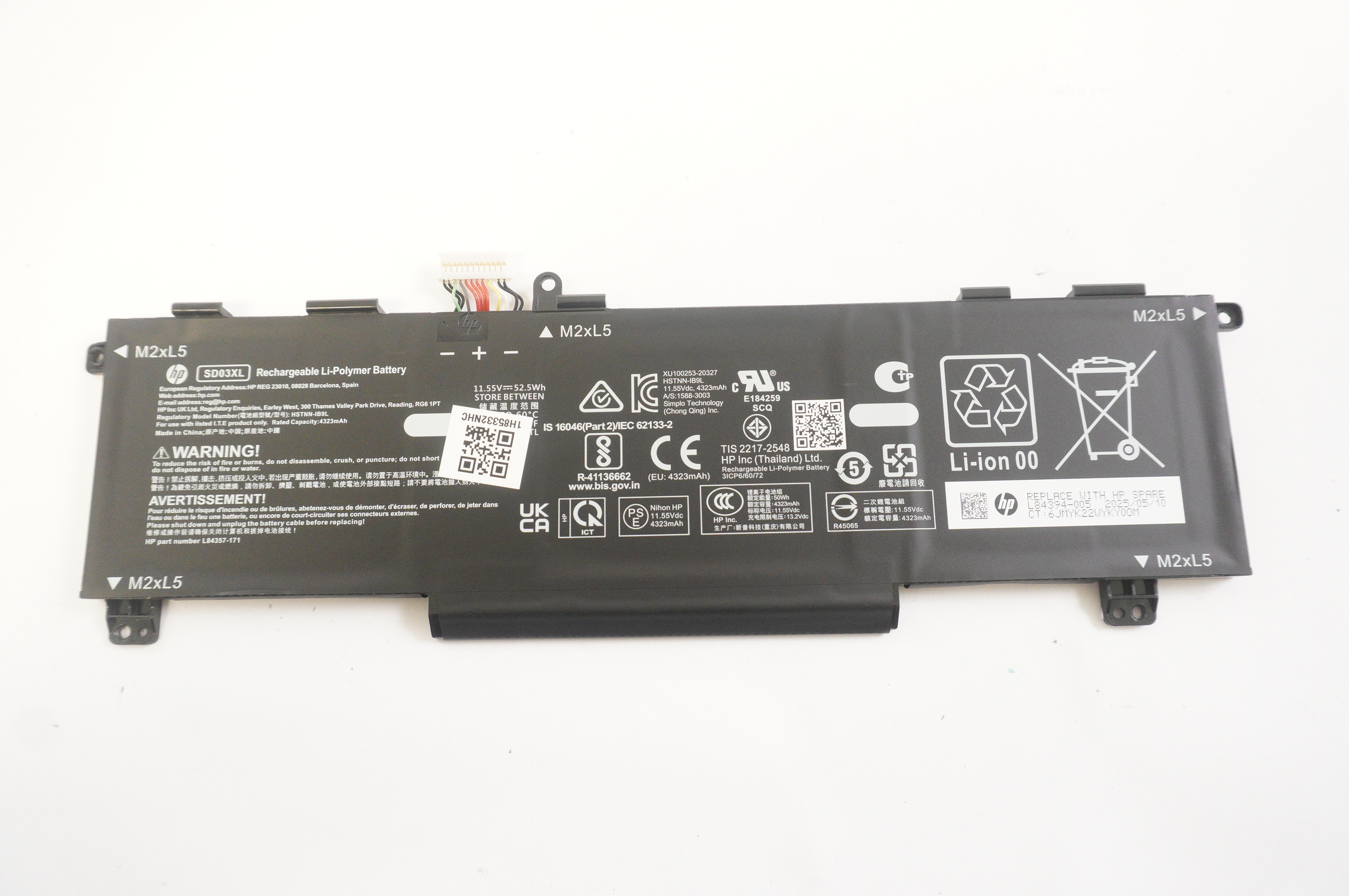 L84394011 Hp 52Wh 4323mAh 11.55V Battery 15-FA2013DX