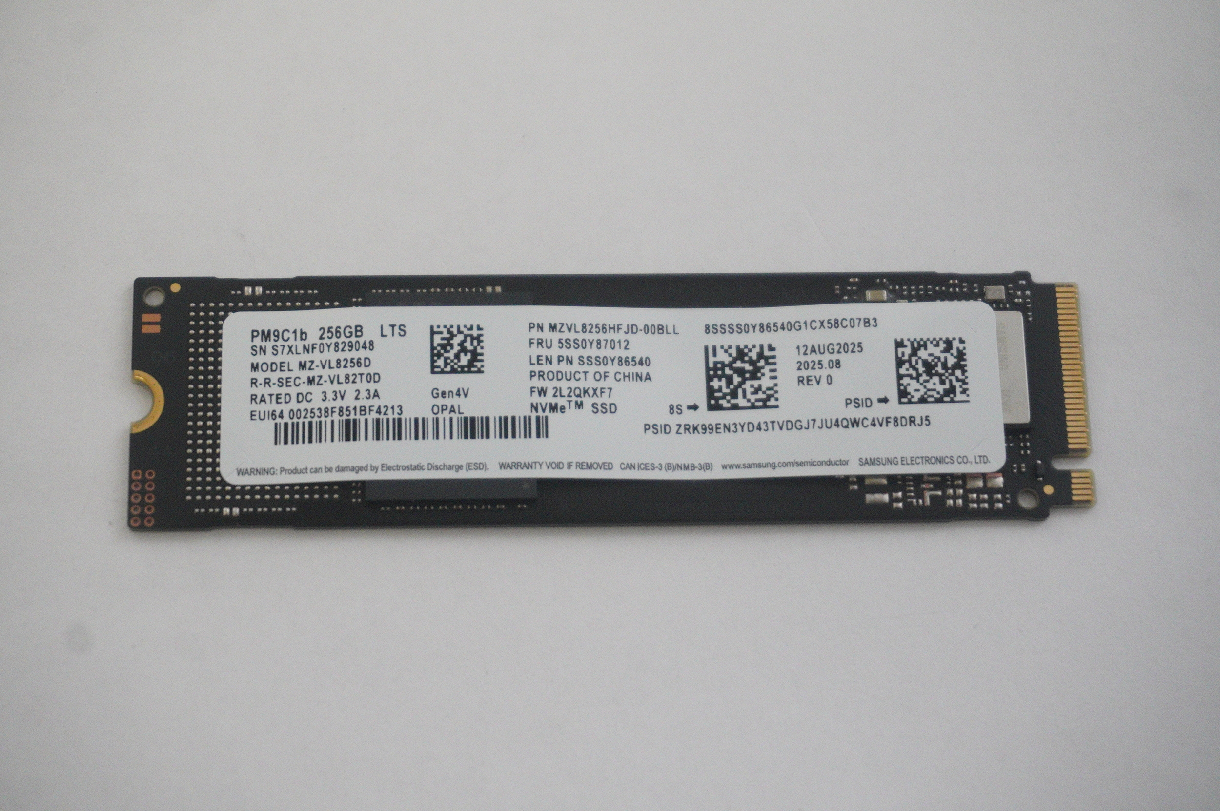 MZVL8256HFJD-00BLL Lenovo 256GB PCIe NVMe Gen 4×4 M.2 2280 SSD Drive 90XS0069US