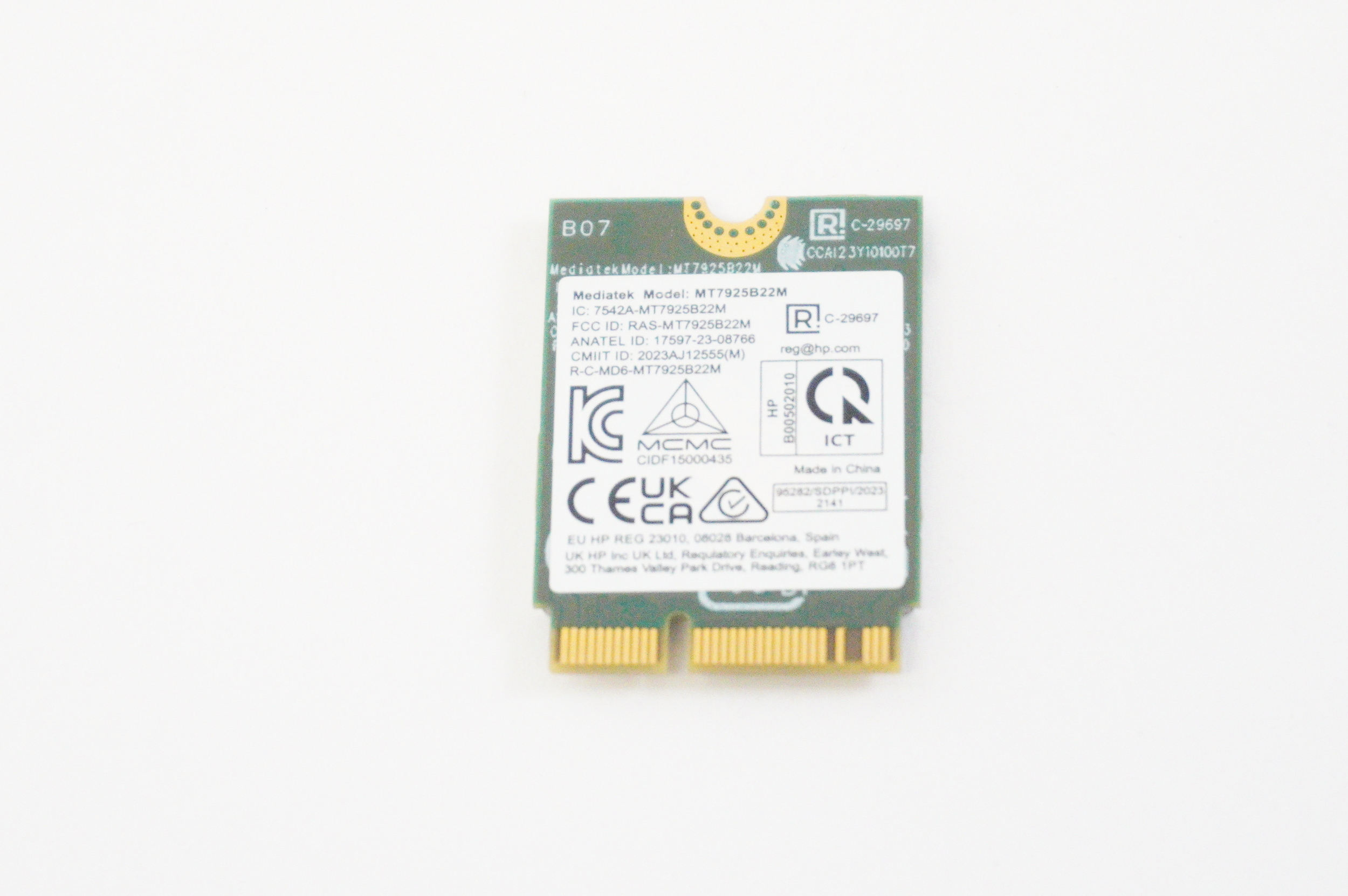 N64647-001 Hp Wireless Card M.2 2230 MT7925 BT5.4 9J5F1AAR GT16-0066M